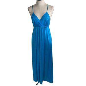 Gilead Vintage Womens Nightgown Size Small Blue Maxi Sleveeless Silk USA